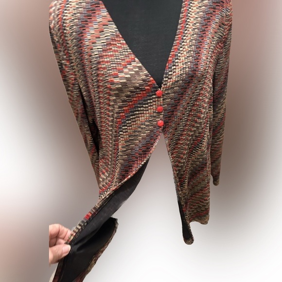 N 50% off w♥️ Touch Womens Sweater L Geometric Long Sleeve open front - Picture 4 of 6